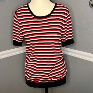 Trina Turk Red and Black Striped Top